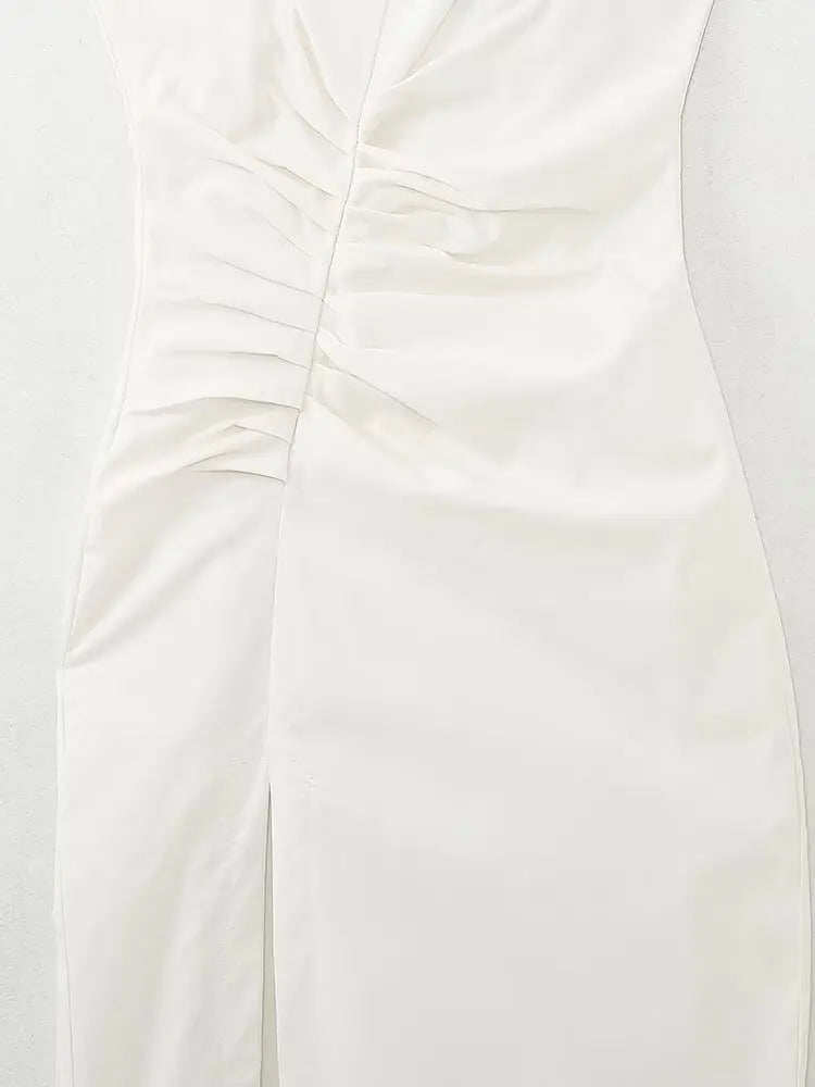 2025 Women's New Fashion European Style Elegant Pleated Lingerie Mid-Length Dress SwiftNest