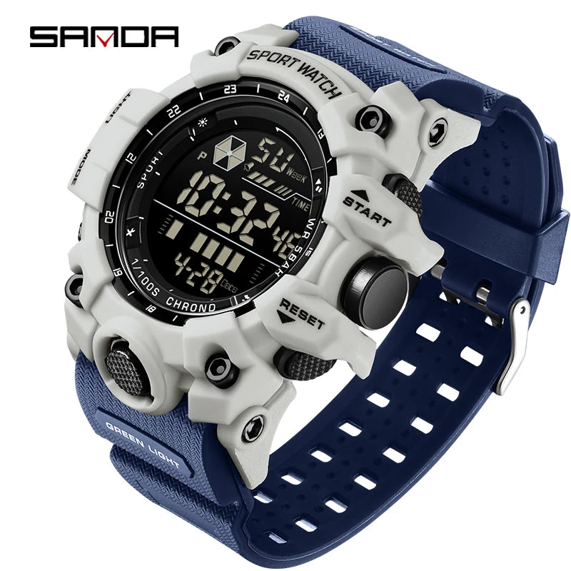 SANDA Outdoor Sports Men Watch Waterproof LED Analog Digital Show Multifunction Big Dial Electronic Wristwatch G style Male Cloc