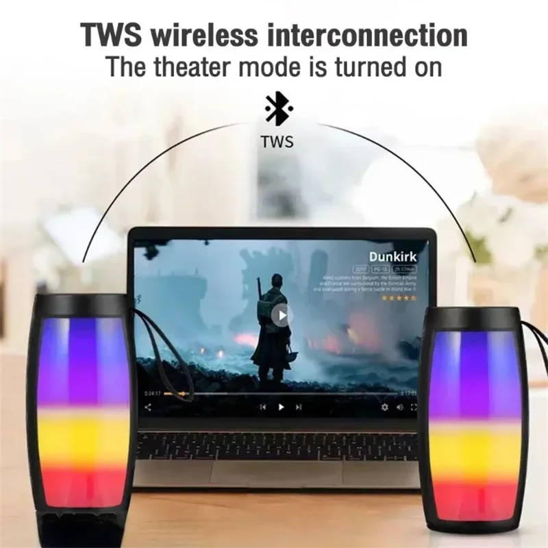 Bluetooth Speaker Outdoor Stereo Playback Fm Voice Broadcasting Dual Speaker Bluetooth 5.3 Portable Subwoofer Wireless Speaker