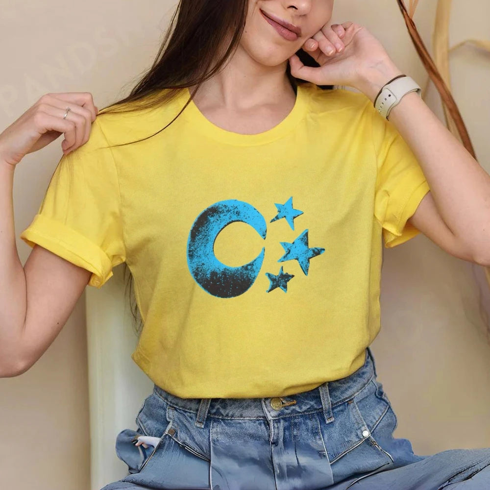 Women  Fashion Cotton Tops Trendy Y2K Graphic T-shirt Oversized Fit Stretchable Comfy Fabric  Easy Match Jeans Skirts All Season