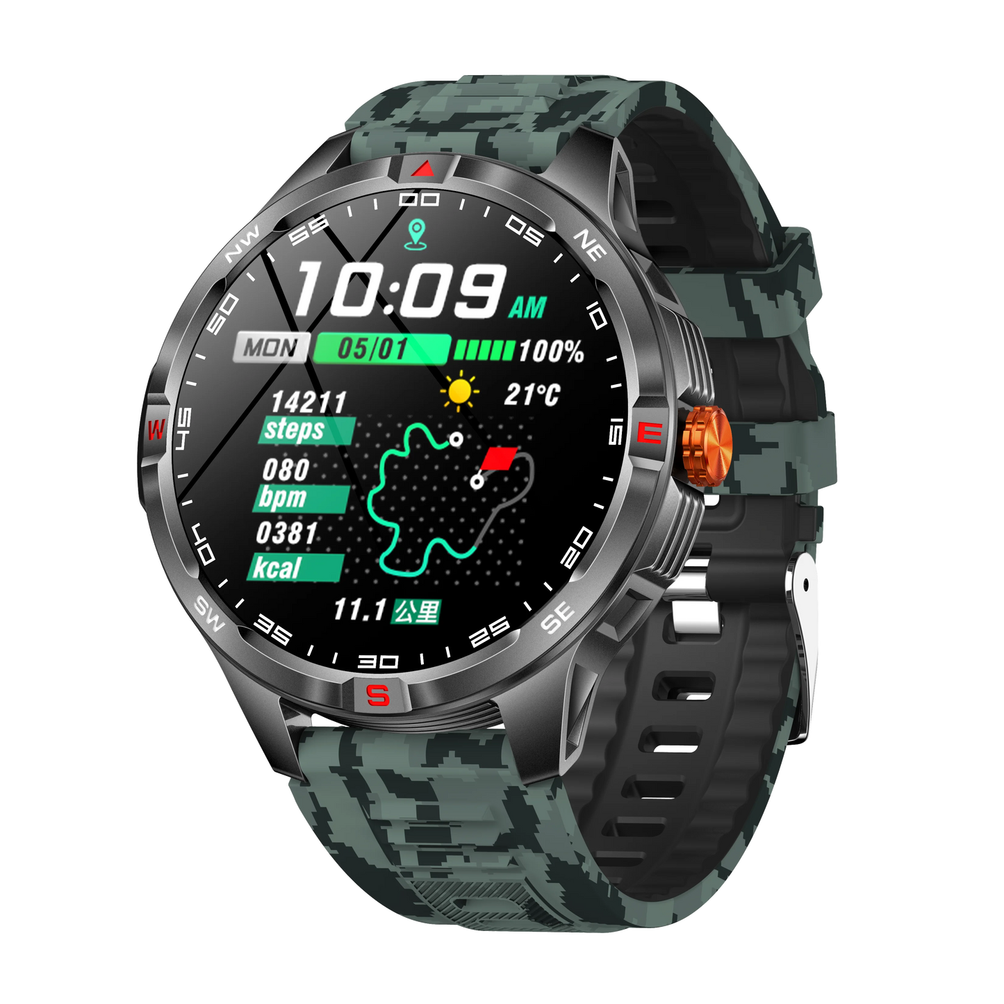 Outdoor Sports Smart Watch Men 1100mAh Large Battery Bluetooth Call 100+ Sports Modes Compass Waterproof Health Sport SmartWatch