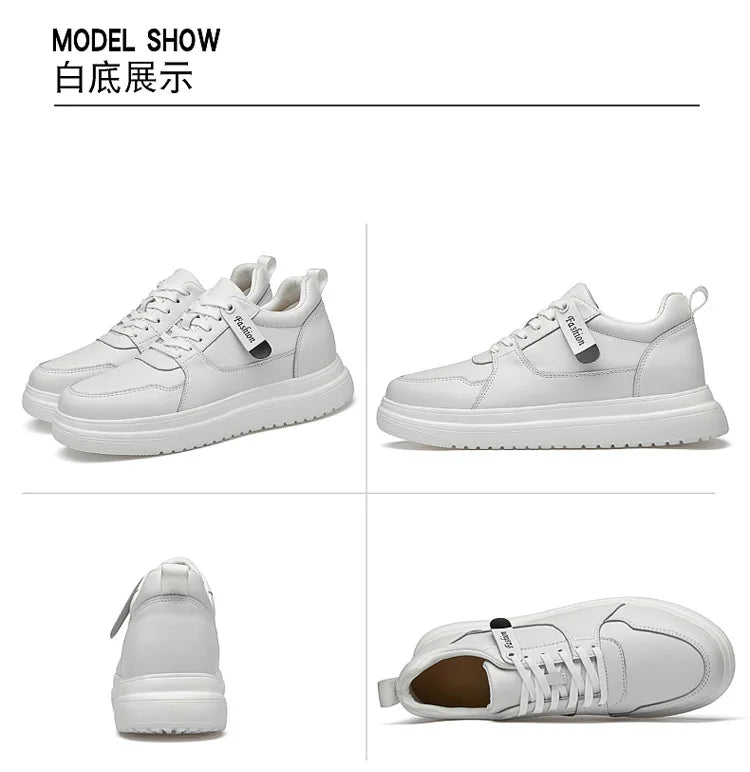 Fashion Men Casual Shoes Men Low Cut Sneakers Breathable Height Increasing Shoes 6/8/10CM Thick Sole Hard-Wearing Male Footwear