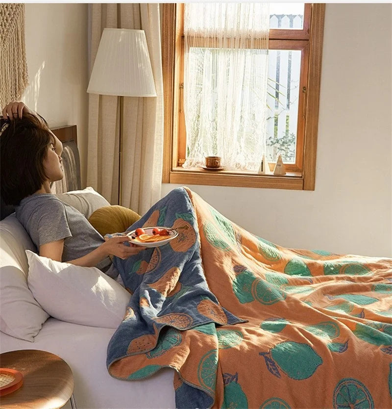 غطاء سرير من قماش موسلين قطني 100%، مفرش سرير موسلين قابل للتهوية، منسوجات منزلية، للبالغين والأطفال، أريكة من قماش الجاكار، بطانيات، ملاءة سرير