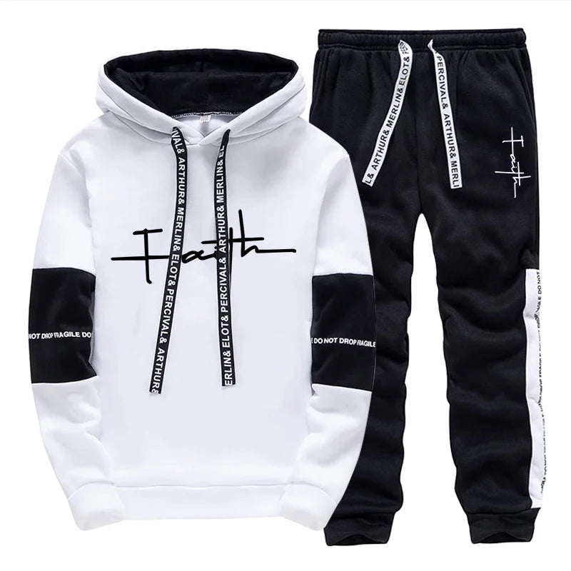 Casual Mens Tracksuit Printing Sweatshirts Outdoors  Sports Jogging Mens Clothing Versatile Single Piece Hoodie Pants Sportswear