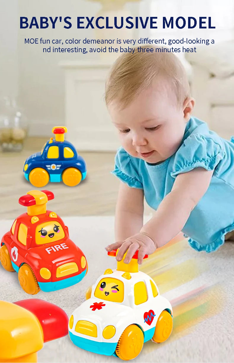 Children Toys Cars Toys for Boys 1 2 3 Ages Cartoon Inertia Press and Go Cars Toys for Kids Pull Back Fire Engine Toy Baby Gifts