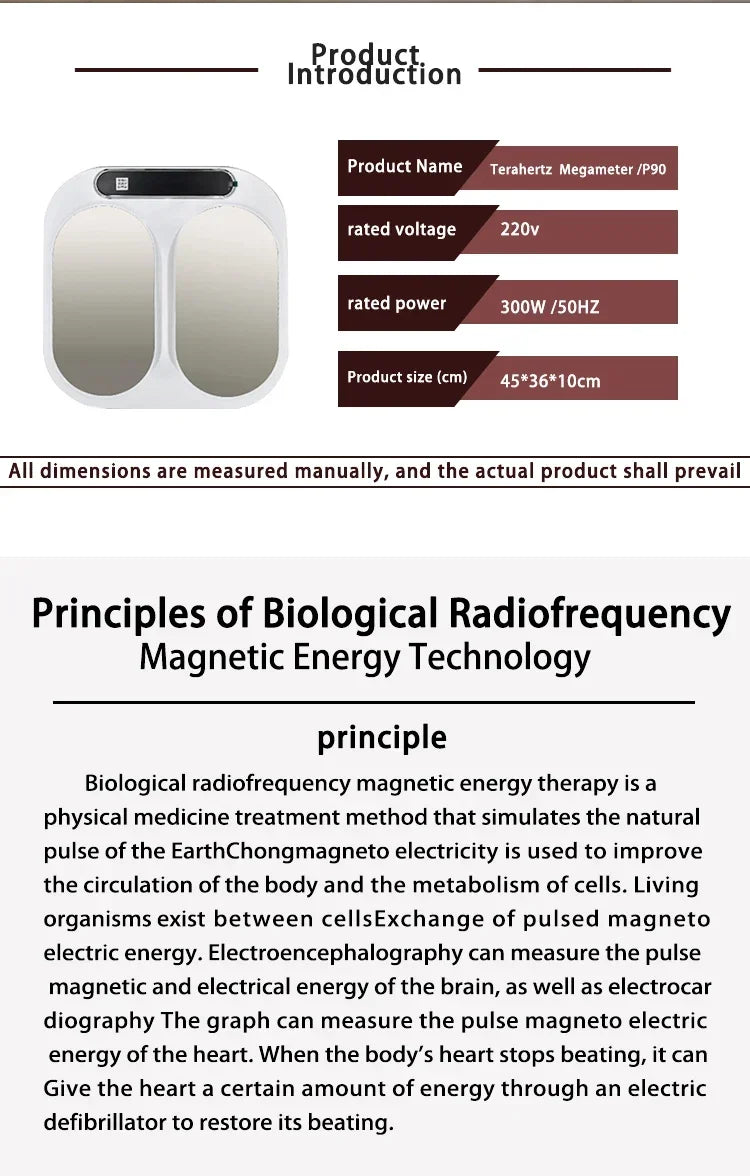 Tera P90 PEMF Terahertz Foot Massager Therapy Biological Energy Meter Magneti THz Terahertz Warmer for Health And Wellness