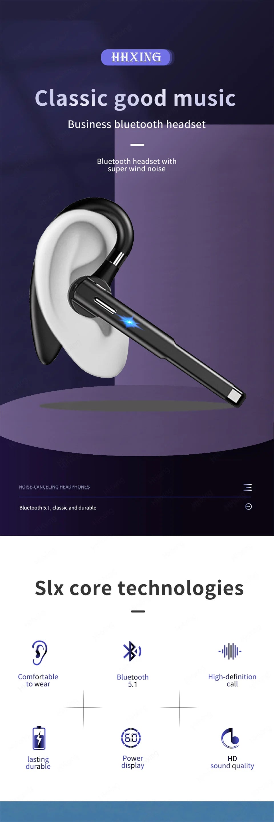 Wireless Headphones Bluetooth Headset With Microphone Earphones  Handsfree Noise Canceling Audifonos Talking Business Driving