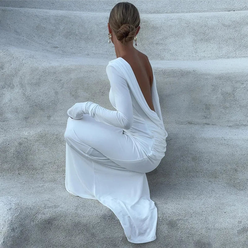 Women's Clothing 2025 Autumn New Style High-end Temperament Sexy Backless Dress Long Skirt Slim Fit Long Sleeved Dress SwiftNest