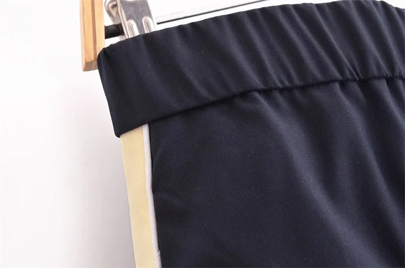 Women's Fashion Suit 2024 New Fall Side Stripe Long Sleeve Jacket Striped Casual Pants Elegant casual women's pantalon suit