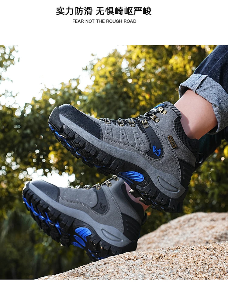 أحذية المشي لمسافات طويلة مقاومة للماء للرجال والنساء في الربيع والخريف، أحذية رياضية جبلية مقاومة للاهتراء، أحذية رياضية للصيد