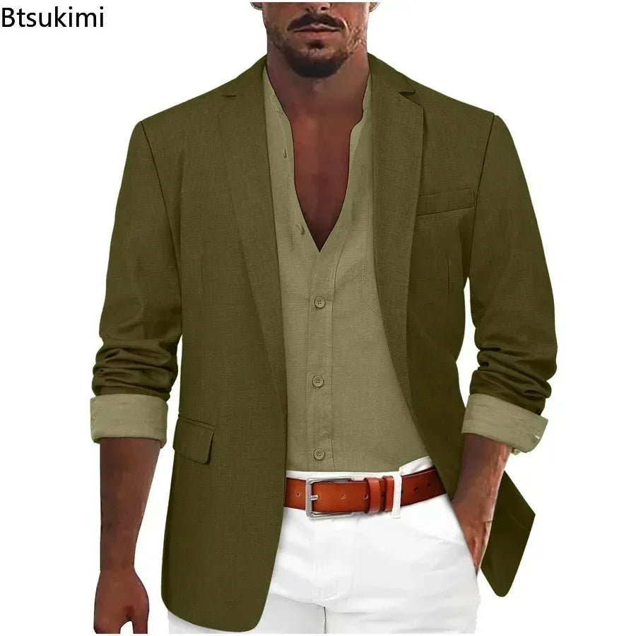 2025 Fashion Men's Clothing Business Casual Blazer Coats Classic Single Button Slim Fit Suit Jackets Elegant Gentleman Suit Tops