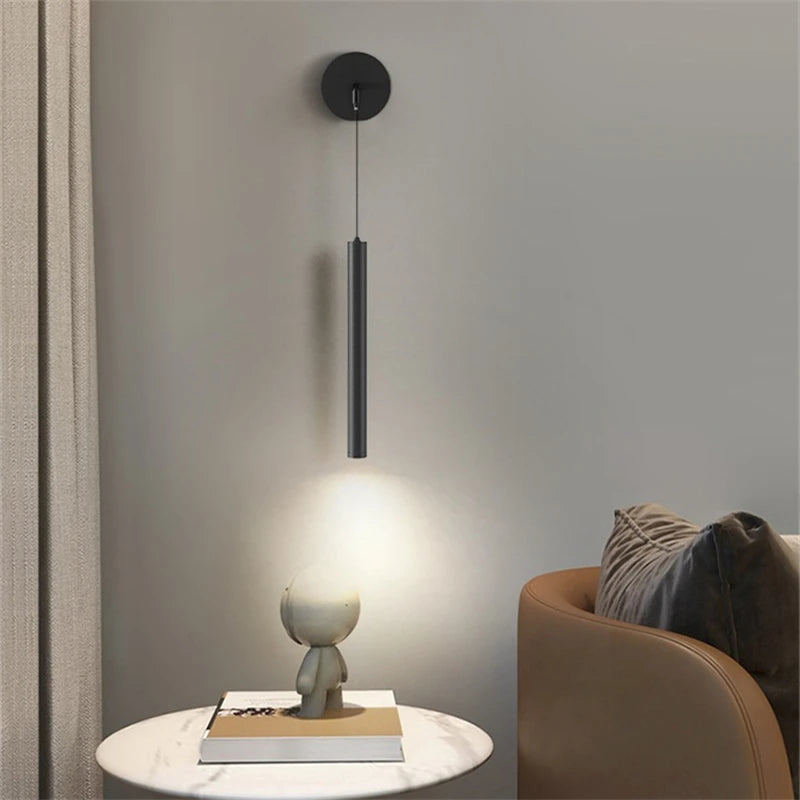 Wall lamp Bedroom bedside lamp Spot lamp Modern simple LED living room TV background wall Eye-protection bedside pendant lamp