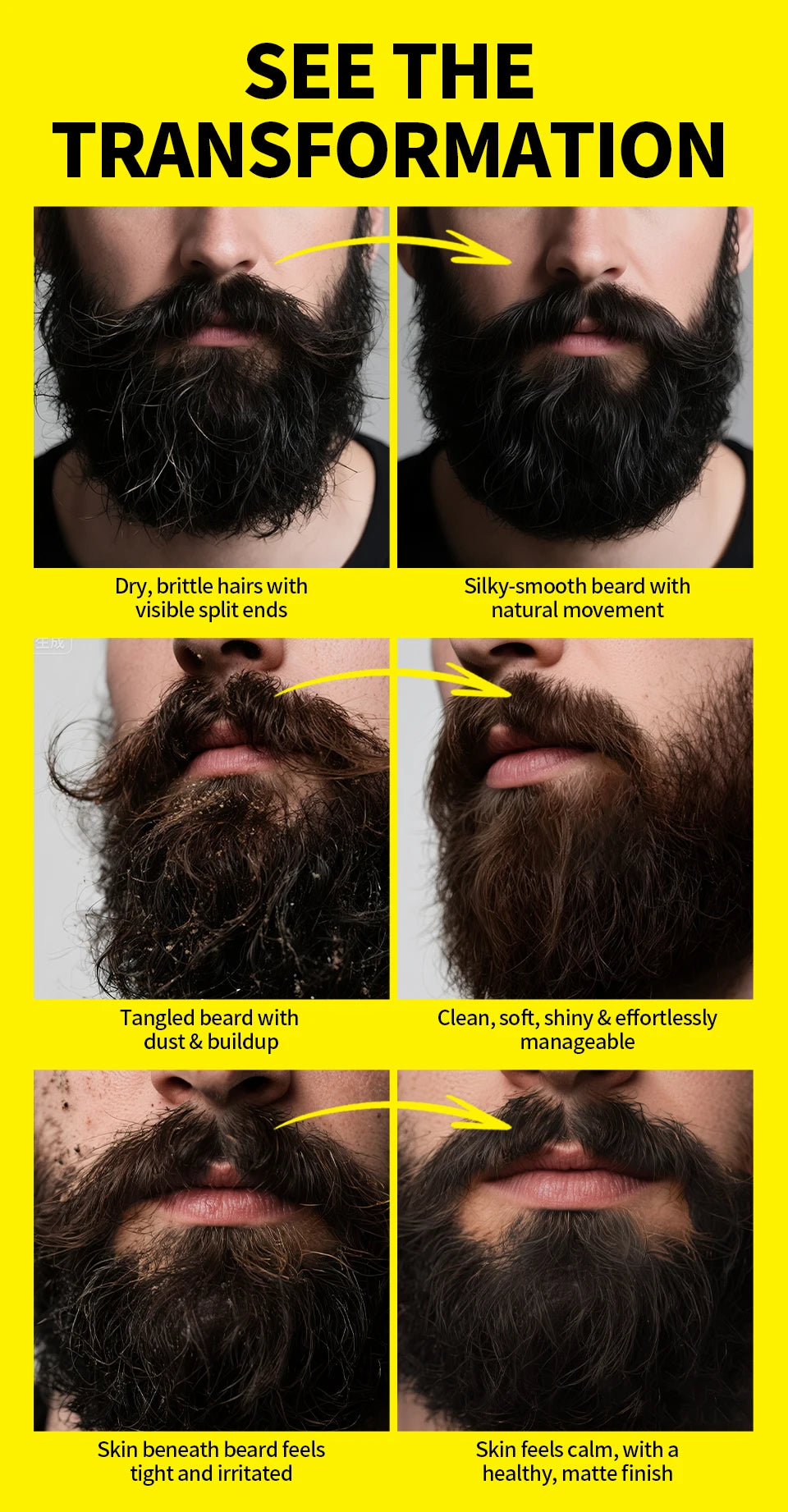 Men's Beard Care Kit Beard Clean Shampoo moisturize Beard Conditioner Beard Wash Natural Beard Care Beard Styling Products