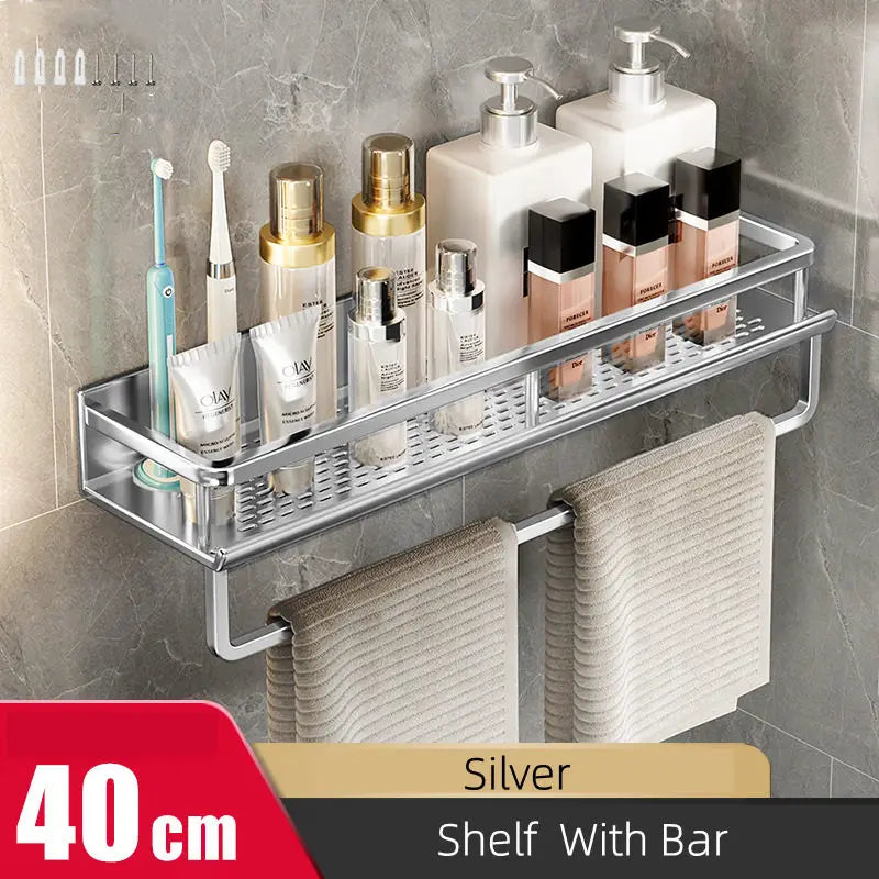Bathroom Shelf Organizer 30-50CM Shower Storage Rack Silver Space Aluminum Toilet Shampoo Holder Bathroom Accessories