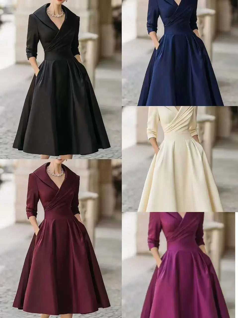 Women's Fashion Dress New Style V-neck Waist-hugging Makes You Look Slim And Elegant Long Sleeves Maxi Prom Dresses  For Women