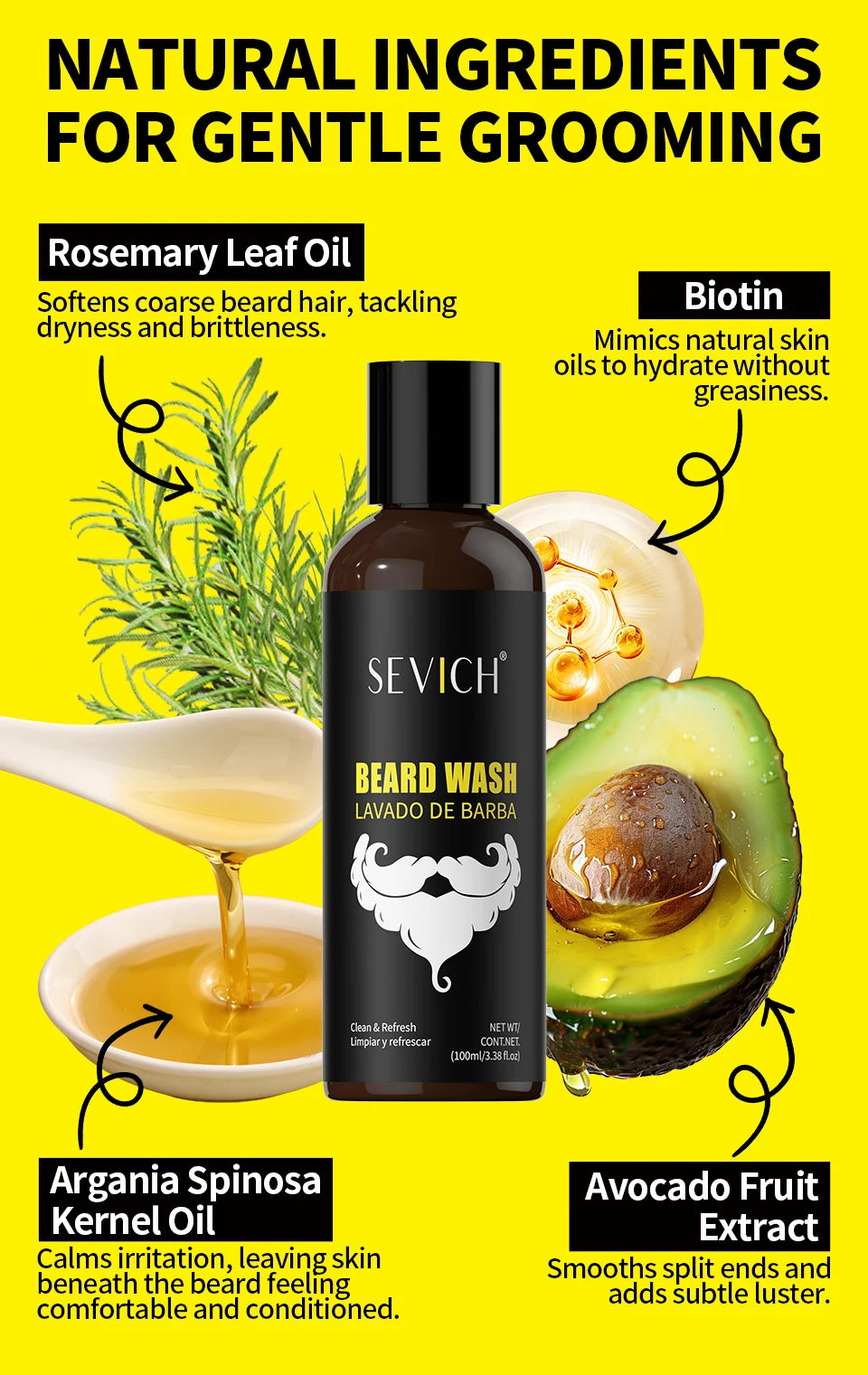 Men's Beard Care Kit Beard Clean Shampoo moisturize Beard Conditioner Beard Wash Natural Beard Care Beard Styling Products