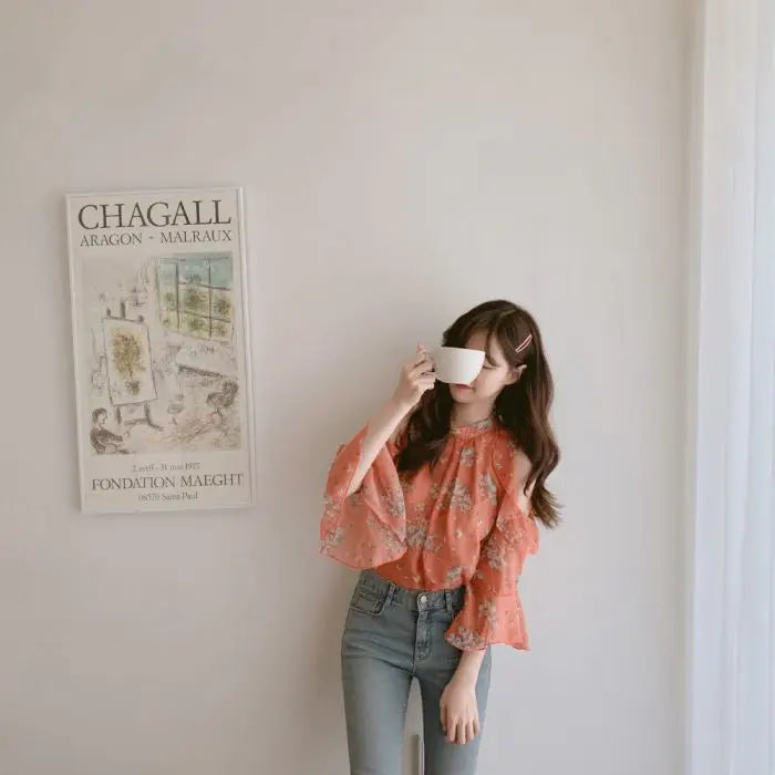 Fashion Woman Off Shoulder Blouse Shirts For Women Stylish Top long Sleeve Female Tops Elegant Chiffon Mujer Woman Clothes SwiftNest