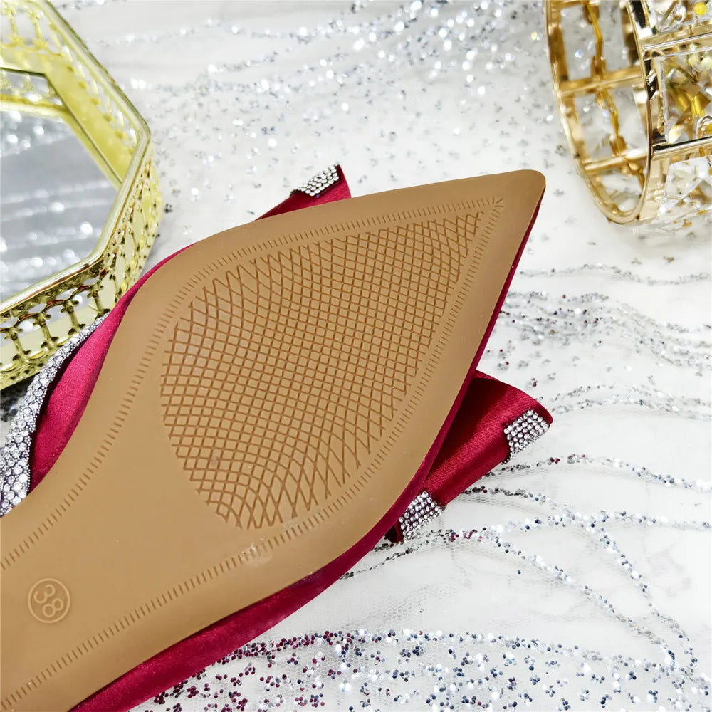 مجموعة أحذية وحقائب يد مدببة بمقدمة مدببة باللون الأخضر الزيتوني، أحذية بكعب متوسط ​​للنساء، مطرزة بأحجار الراين بتصميم إيطالي