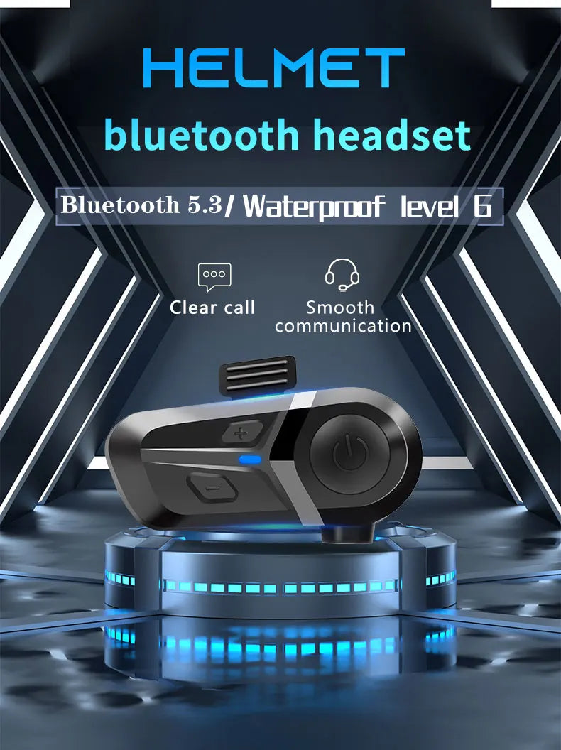 Bluetooth 5.3 Wireless Motorcycle Helmet Headset Hands-free Call Phone Motorcycle Waterproof Earphone Music Player Moto Helmet