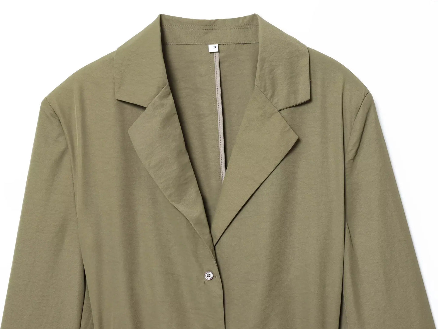 2025 New Women's Fashion Pant Suit V Neck Lace Up Belt Suit Coat High Waist Wide Leg Pants Set Elegant Commuter Office Outfits