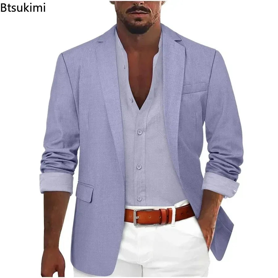 2025 Fashion Men's Clothing Business Casual Blazer Coats Classic Single Button Slim Fit Suit Jackets Elegant Gentleman Suit Tops