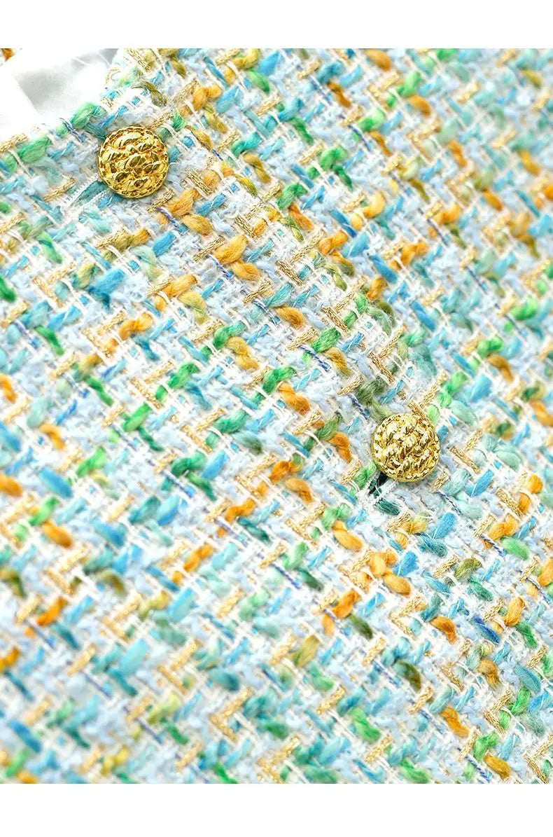 جاكيت عصري للنساء 2025، بلوزة قصيرة متعددة الاستخدامات من التويد المضفر، مناسبة لفصل الربيع والخريف