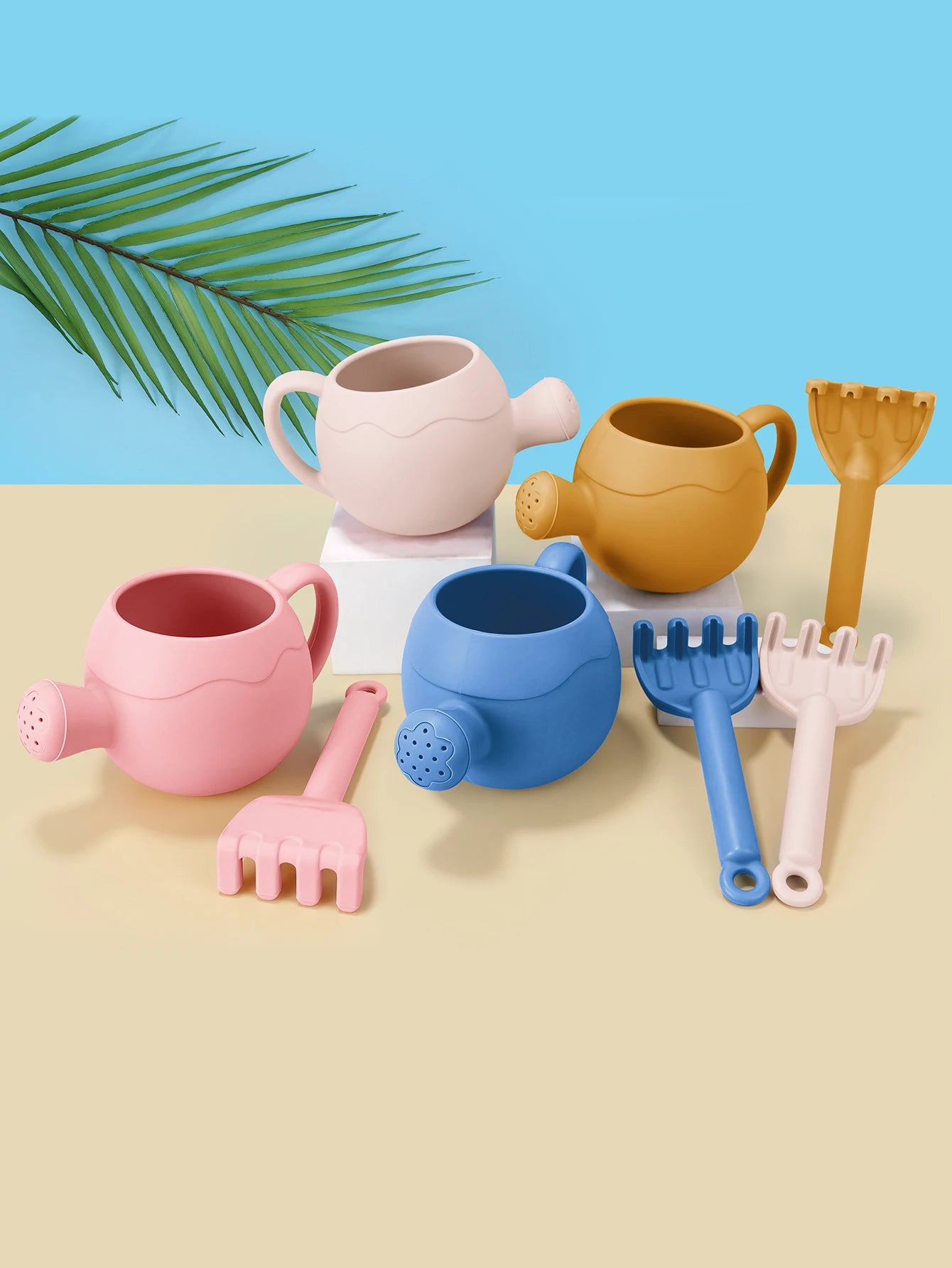 Baby Beach Toys Children Outdoor Games Sand Play Set Infants Digging Sand Silicone Rake Watering Pot Play Beach Toys for Kids