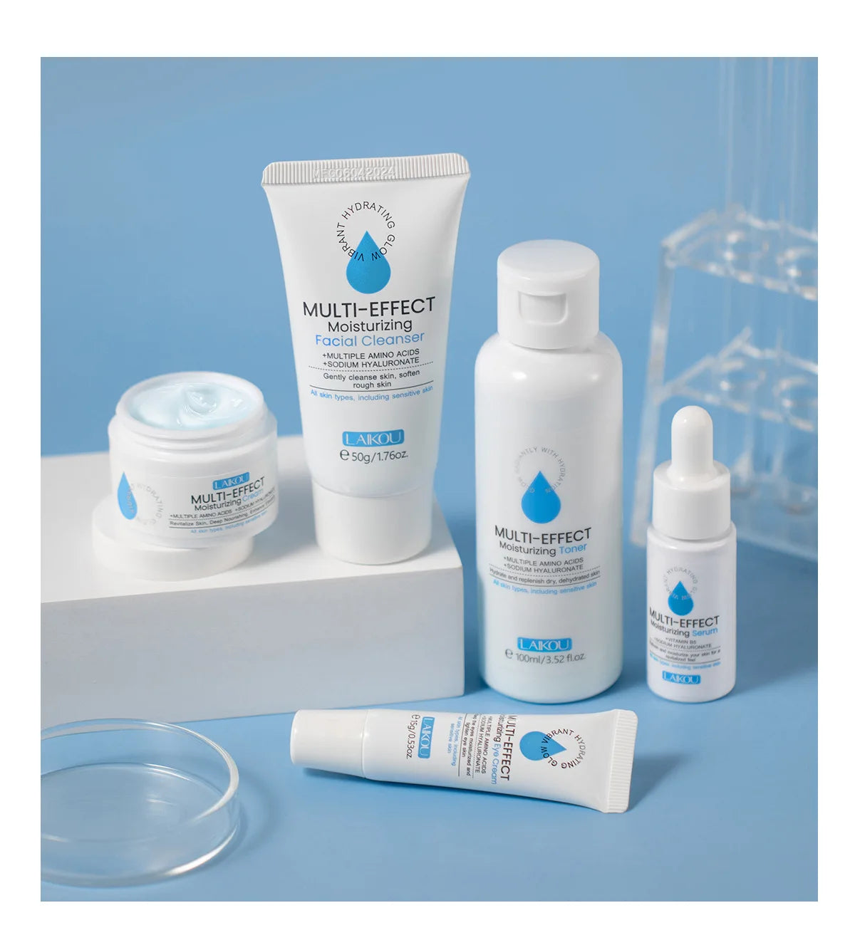 Professional 5 Piece Face Care Collection Intense deep Hydration Set For Dry Skin Daily Beauty Routine