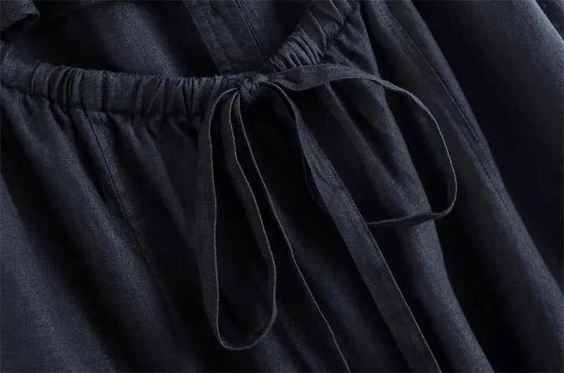 Women's 2025 New Dresses Summer Chic Elegant Loose Hanging Neck Long Dress Women's Holiday Street Fashion Youth Dress