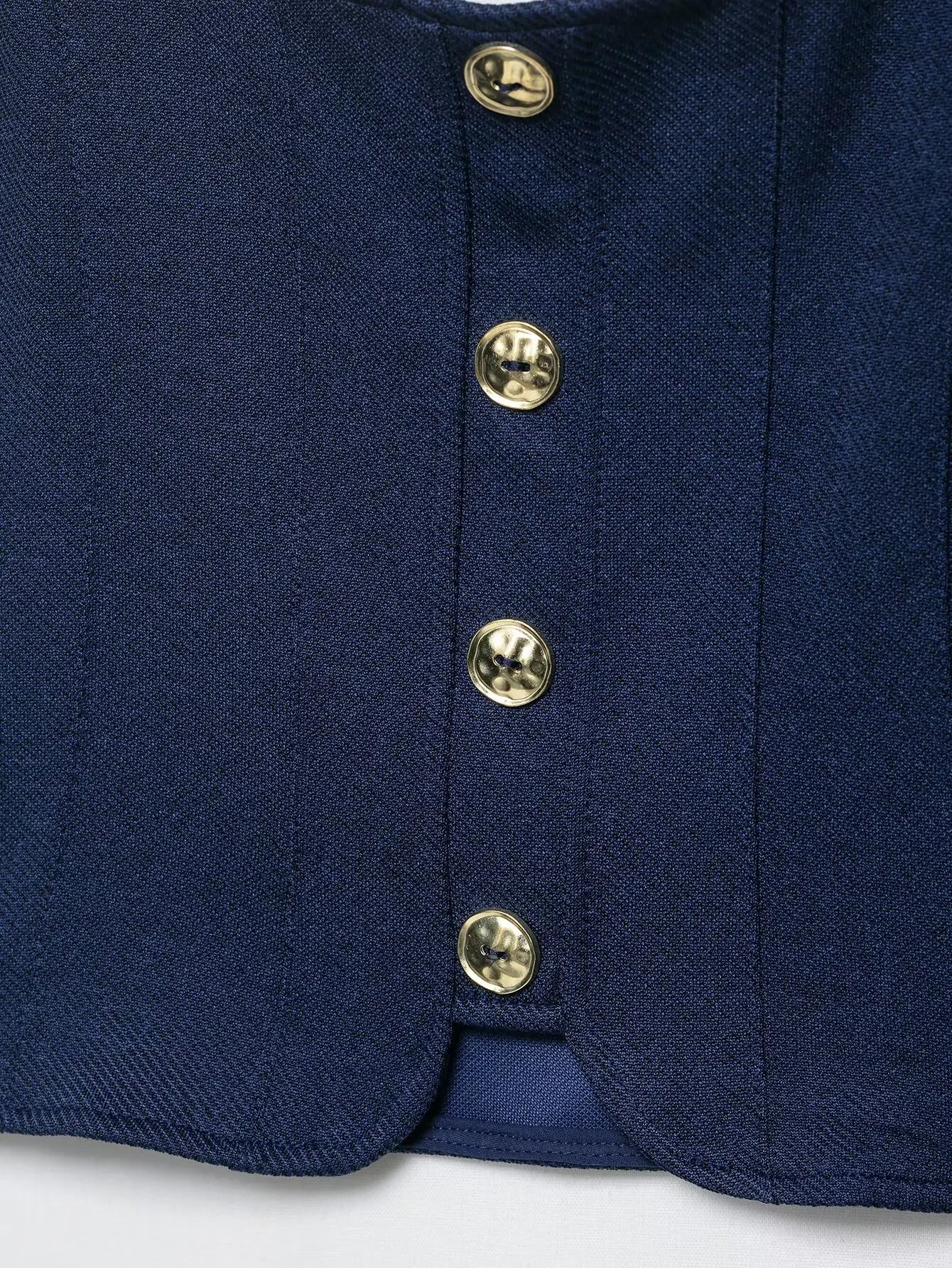 Women's Fashion With Metal Buttons Vest Square Collar Wide Straps Waistcoat Chic Tops