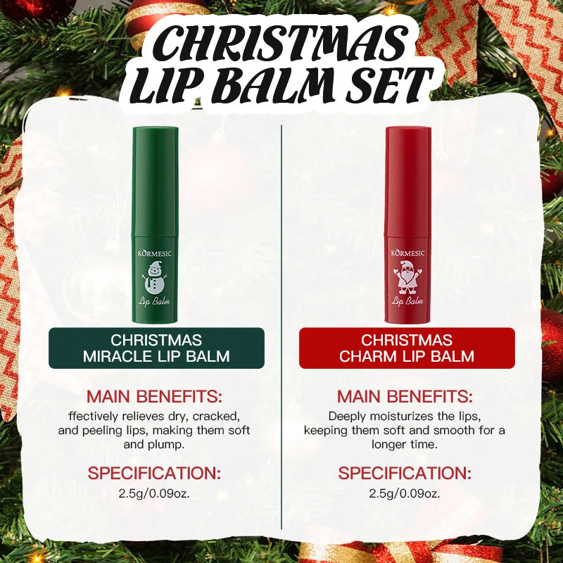 Christmas Moisturizing Gift Set - Hand Cream and Lip Balm, Hydrating Skin Care, Festive Present for Her, Family & Friends
