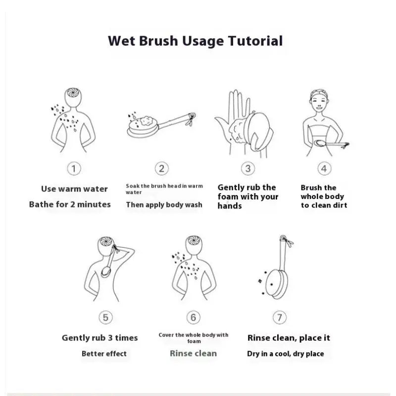 Bath Shower Brush Bathing Brush Dry Skin Body Soft Natural Bristle Massager Care Tool Soft Natural Bristle PE Handle