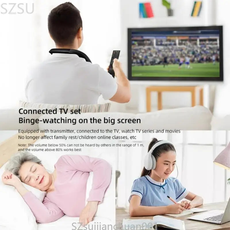 مكبر صوت 5.3 قابل للارتداء ومتوافق مع تقنية البلوتوث مع صوت محيطي ثلاثي الأبعاد وبطارية طويلة للاستخدام في المنزل والمكتب والاستخدام الخارجي