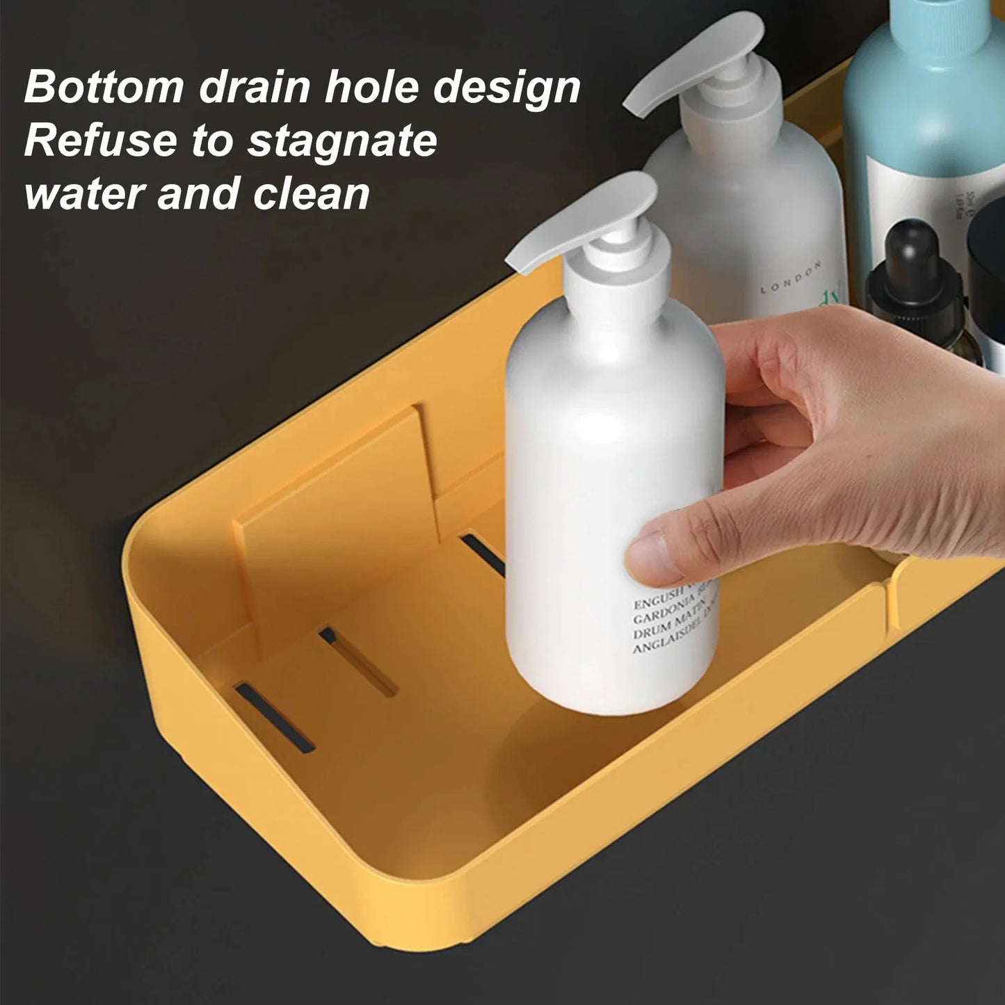 رف حمام مطبخ مريح، منظم لتخزين مستحضرات التجميل، رف شامبو، رف دش، جدار توابل بدون حفر