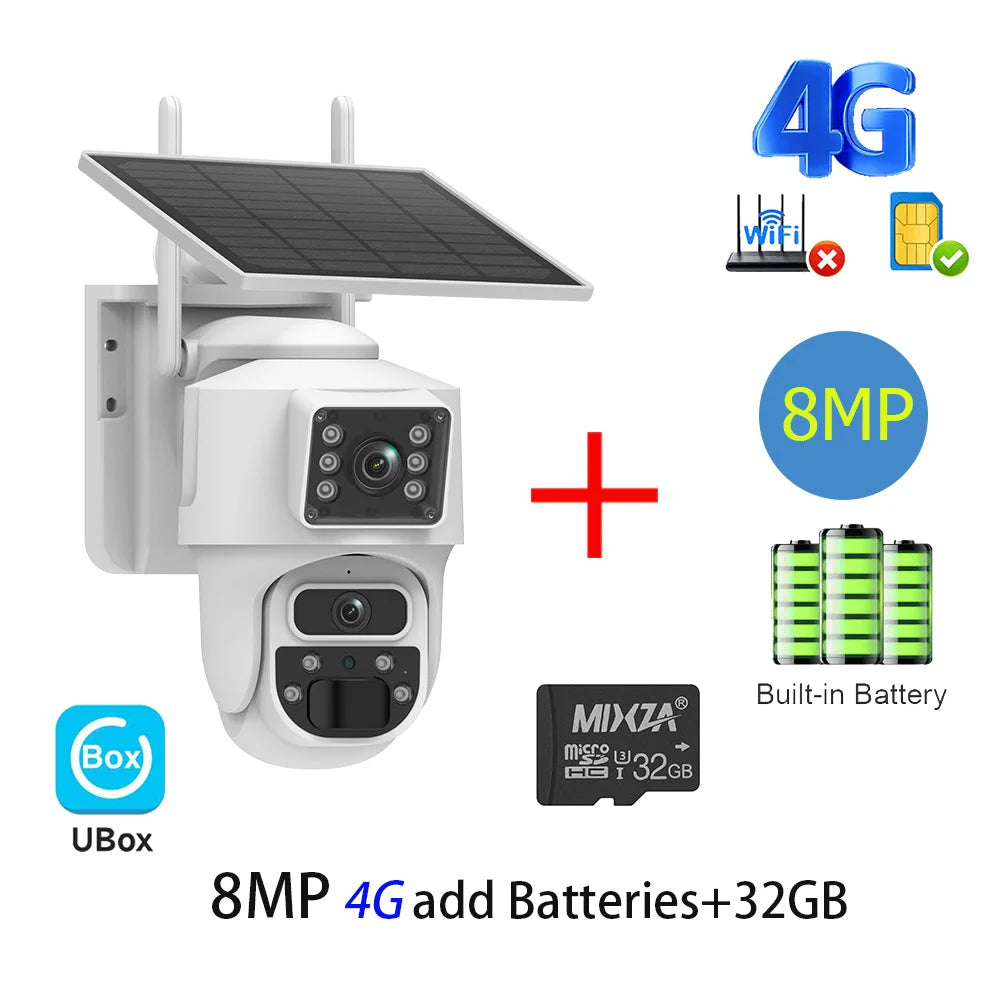 INQMEGA 8MP 4K Solar Wirelesss IP Camera With Battery Outdoor HD 4MP Dual Lens WiFi IP Camara Solar Panel CCTV Security Factroy