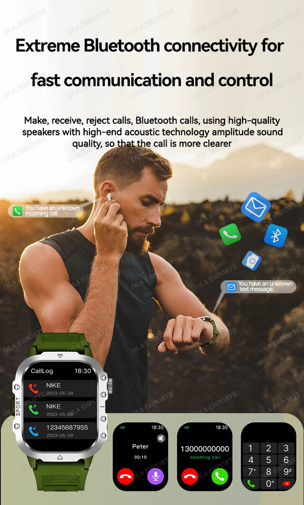 Outdoor Sports Smart Watch 2.01 Inch AMOLED Screen LED Flashlight Bluetooth Talking Smart Watch for Men Women Holiday Gifts 2025