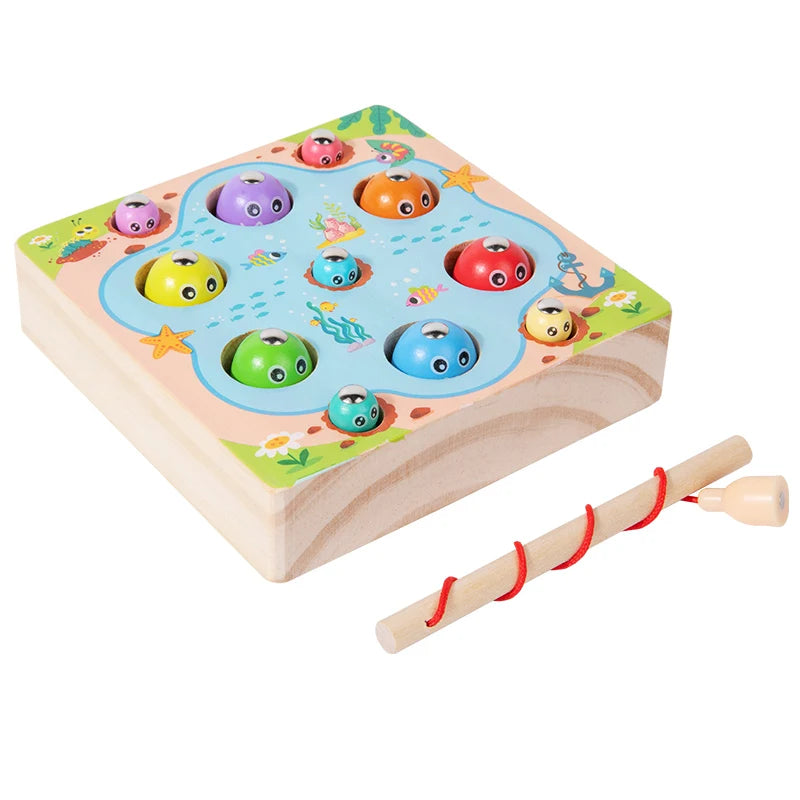 Wooden Fishing Game Toys Children Early Education Color Cognitive Toy Kids Interactive Games Toys for Gifts Fine Motor Skill