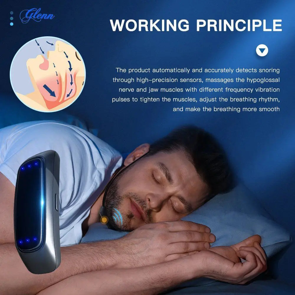 جهاز EMS Pulse Stop Snore المحمول المريح للنوم الجيد وإيقاف الشخير والعناية الصحية ومساعد توقف التنفس أثناء النوم وجهاز USB الذكي المضاد للشخير