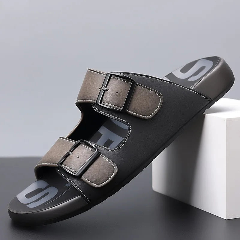 Men's Slippers Original Designer Casual Sandals Luxury Genuine Leather Slippers Outdoor Beach Slippers for Men Summer Flip Flops