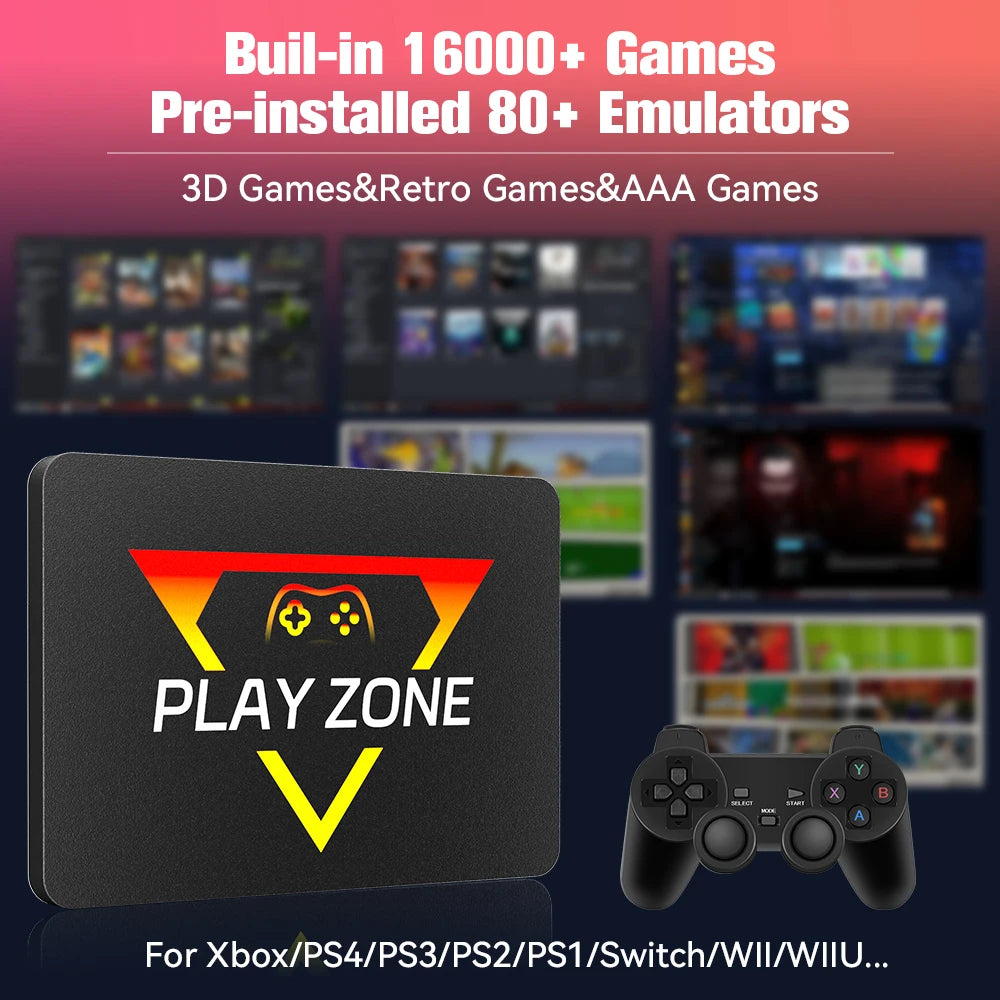 Portable Retro Gaming SSD 80+Emulators for PS5/PS4/PS3/PS2/XBOX One/SWITCH/WII/DC 16191 Games Launchbox＆Retrobat＆Playnite for PC