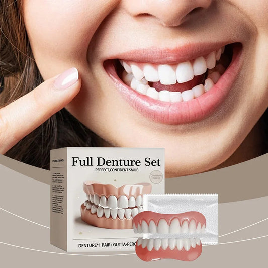 False Teeth Silicone Upper Lower Veneers Perfect Denture Silicone Kit Temporary Orthodontic Fake Tooth Oral Hygiene Care