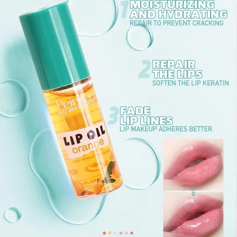 6PCS Fruit-Flavored Lip Balm Set Watery Lip Gloss Lip Oil Smooth Lip Lines Plump Lips Beauty Care Kit for Lip Hydration