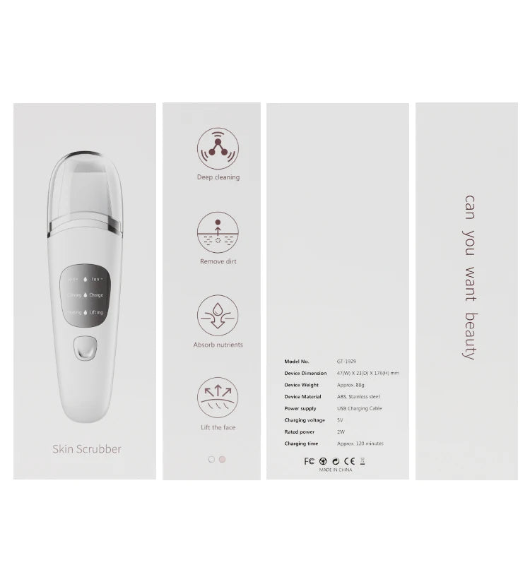 Personal Care Face Exfoliating Device Deep Cleansing Ultrasonic Face Spatula Facial Skin Scrubber