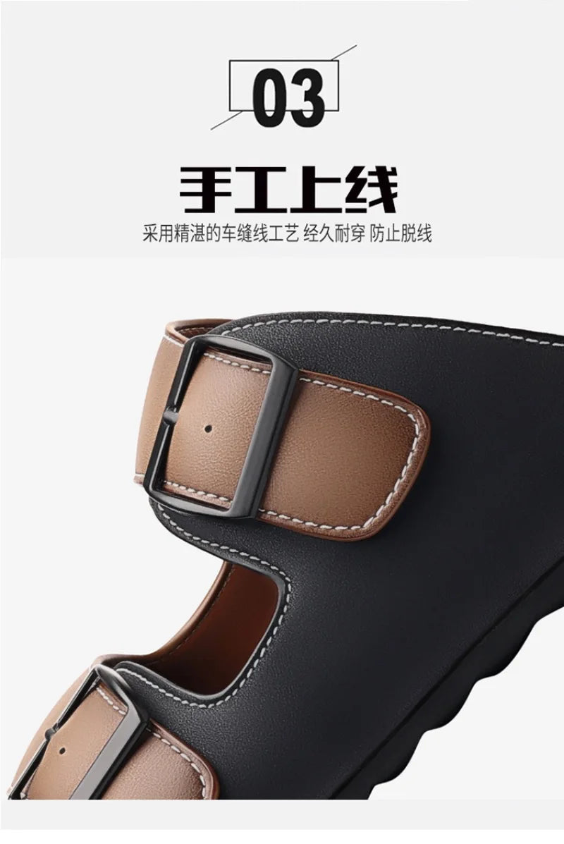 Men's Slippers Original Designer Casual Sandals Luxury Genuine Leather Slippers Outdoor Beach Slippers for Men Summer Flip Flops