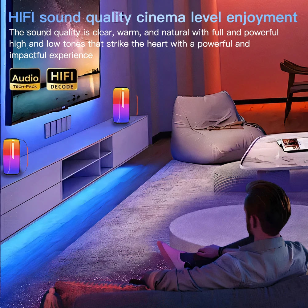 30W Bluetooth Speaker with Breathing Lamp Supports 2Pcs Tandem Portable Subwoofer Spatial Sound Effects 2400mAh Large Battery