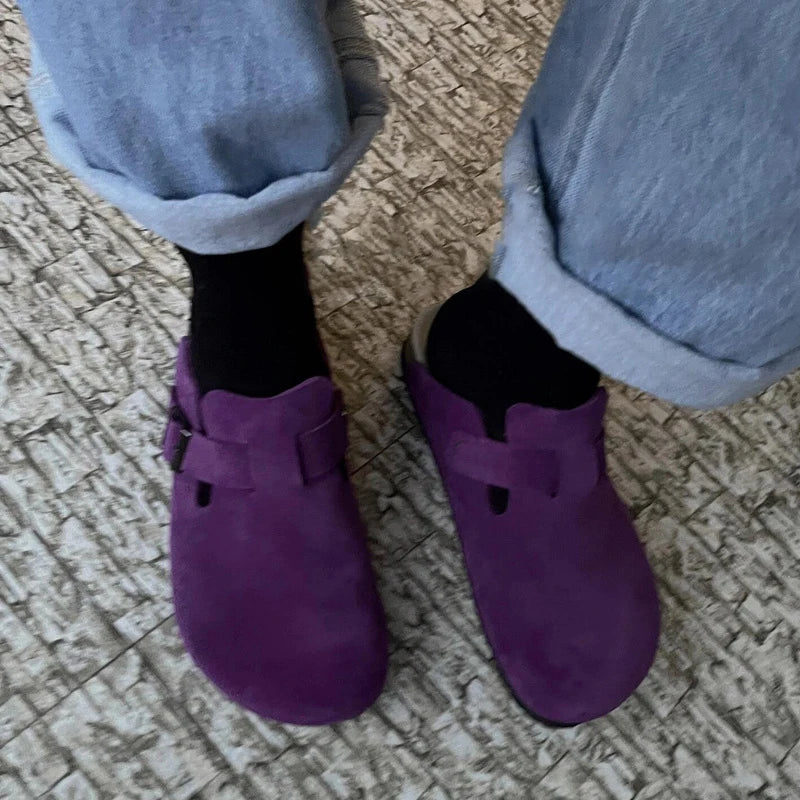 Women's Suede Mules Clogs Slippers Soft Insole Sandals With Arch Support Shoes Outdoor Beach Suede Clogs Slippers Slides For Men