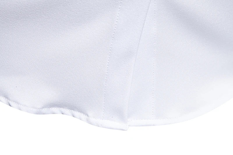 قميص رجالي عصري بياقة واقفة وأزرار مائلة وأكمام طويلة غير منتظمة مناسب للأعمال والمهرجانات