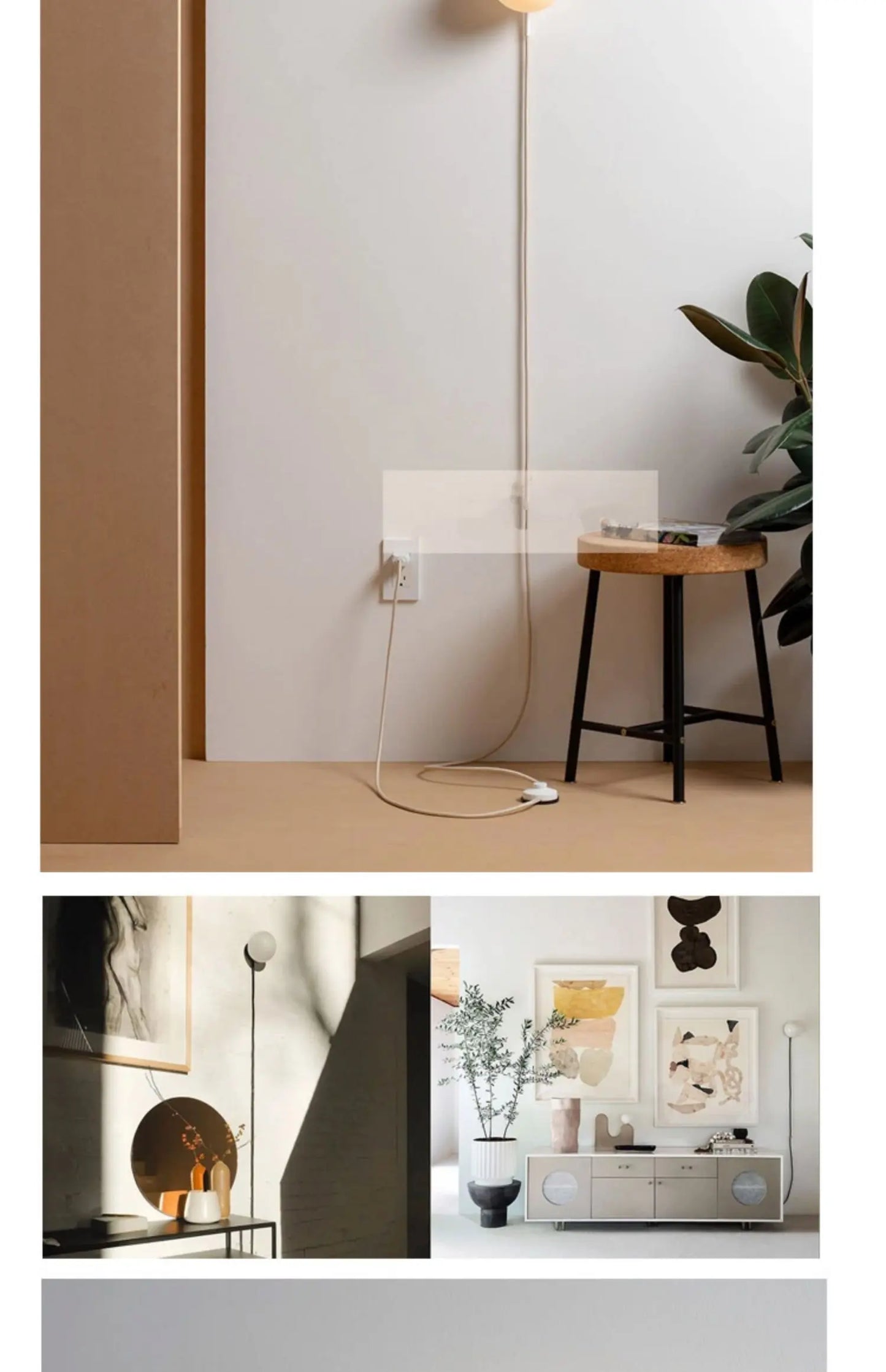 مصباح حائط لغرفة النوم الحديثة، مصباح حائط كروي إبداعي جديد مع مفتاح قابس القدم، مصباح حائط لغرفة المعيشة، فندق، منزل عائلي، ديكور