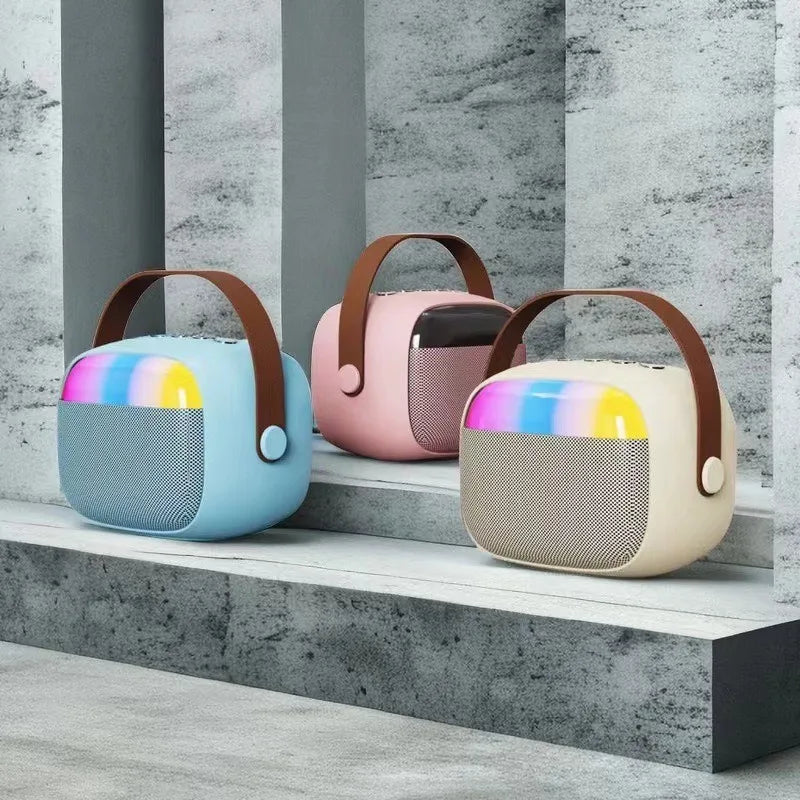 مكبر صوت بلوتوث محمول للمنزل لطيف كاريوكي صغير لاسلكي صوتي مع ميكروفون K Song Family الغناء آلة
