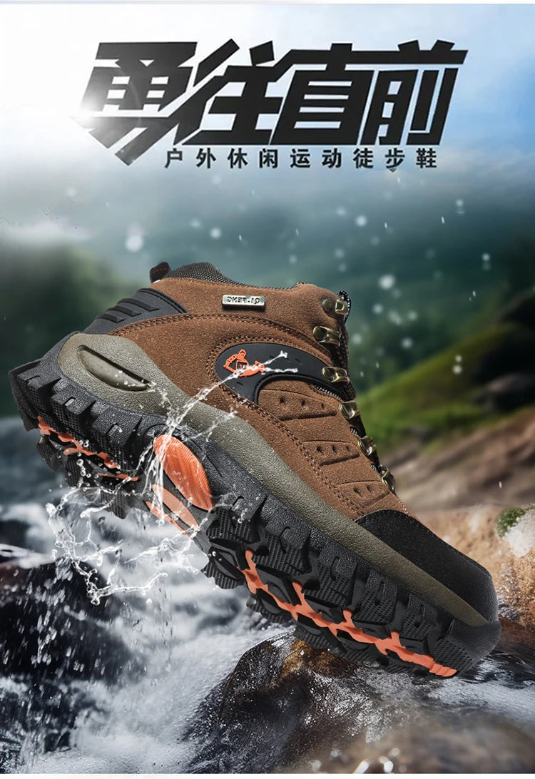 أحذية المشي لمسافات طويلة مقاومة للماء للرجال والنساء في الربيع والخريف، أحذية رياضية جبلية مقاومة للاهتراء، أحذية رياضية للصيد